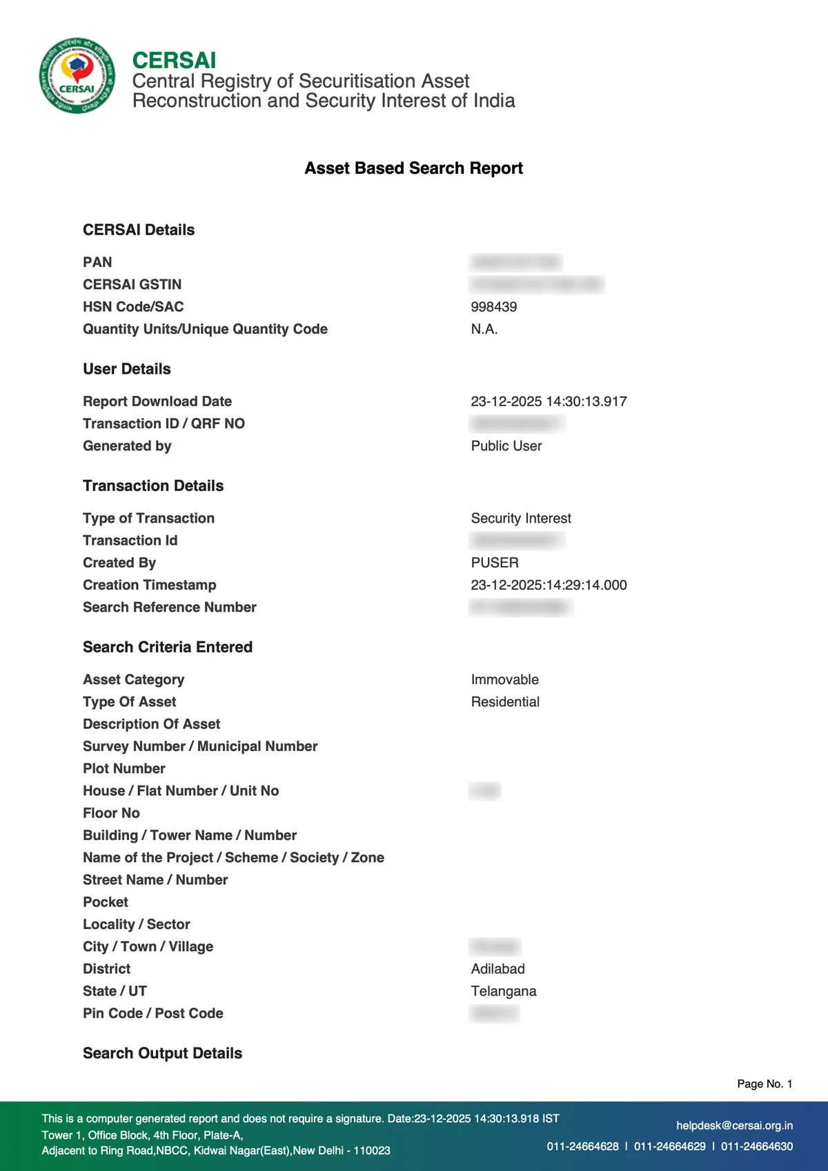 TG Mortgage Report (CERSAI)