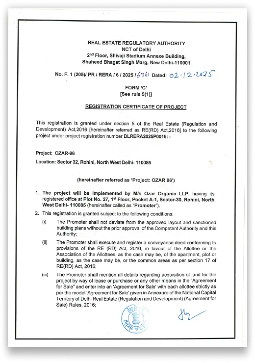 Delhi RERA Certificate