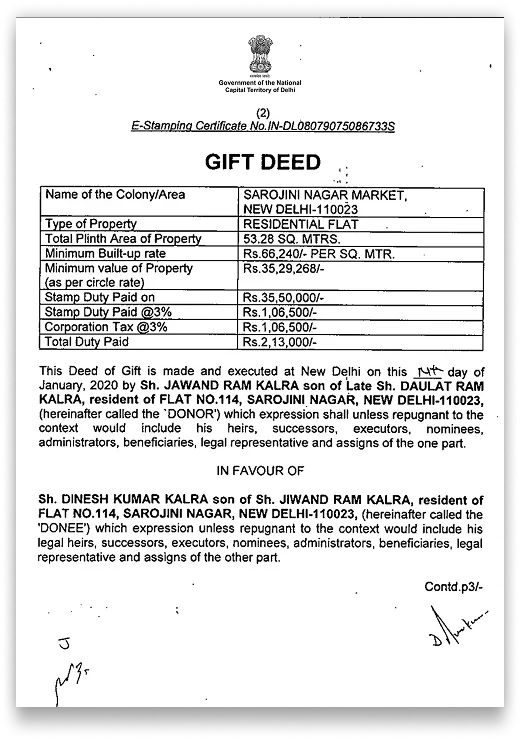 Delhi Certified Sale Deed