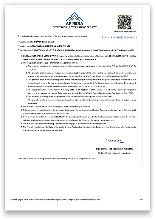 AP RERA Certificate