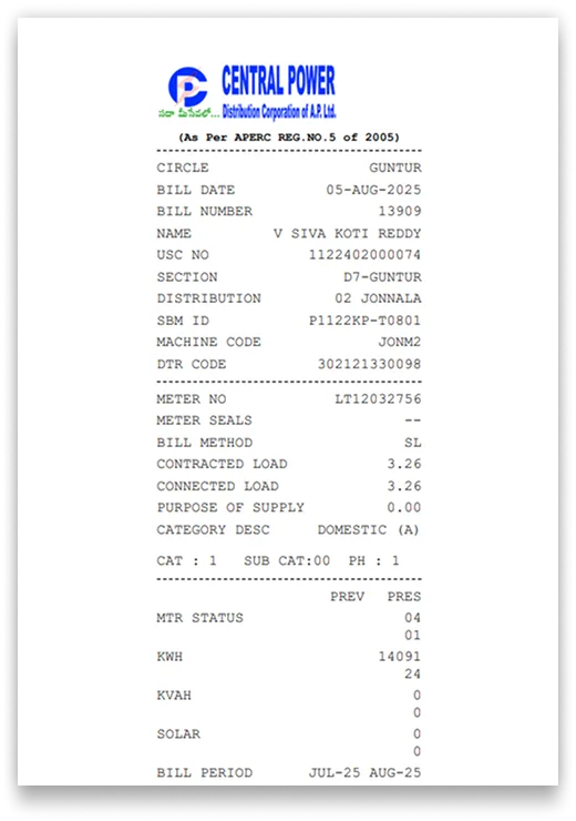 AP Electricity Bill Details