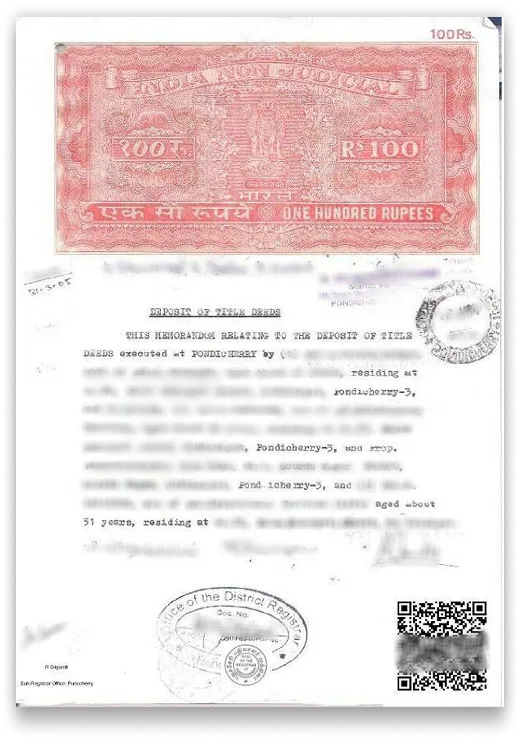Pondicherry Sale Deed/Certified Copy