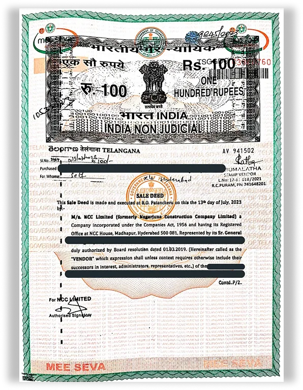 Telangana Sale Deed/Certified Copy